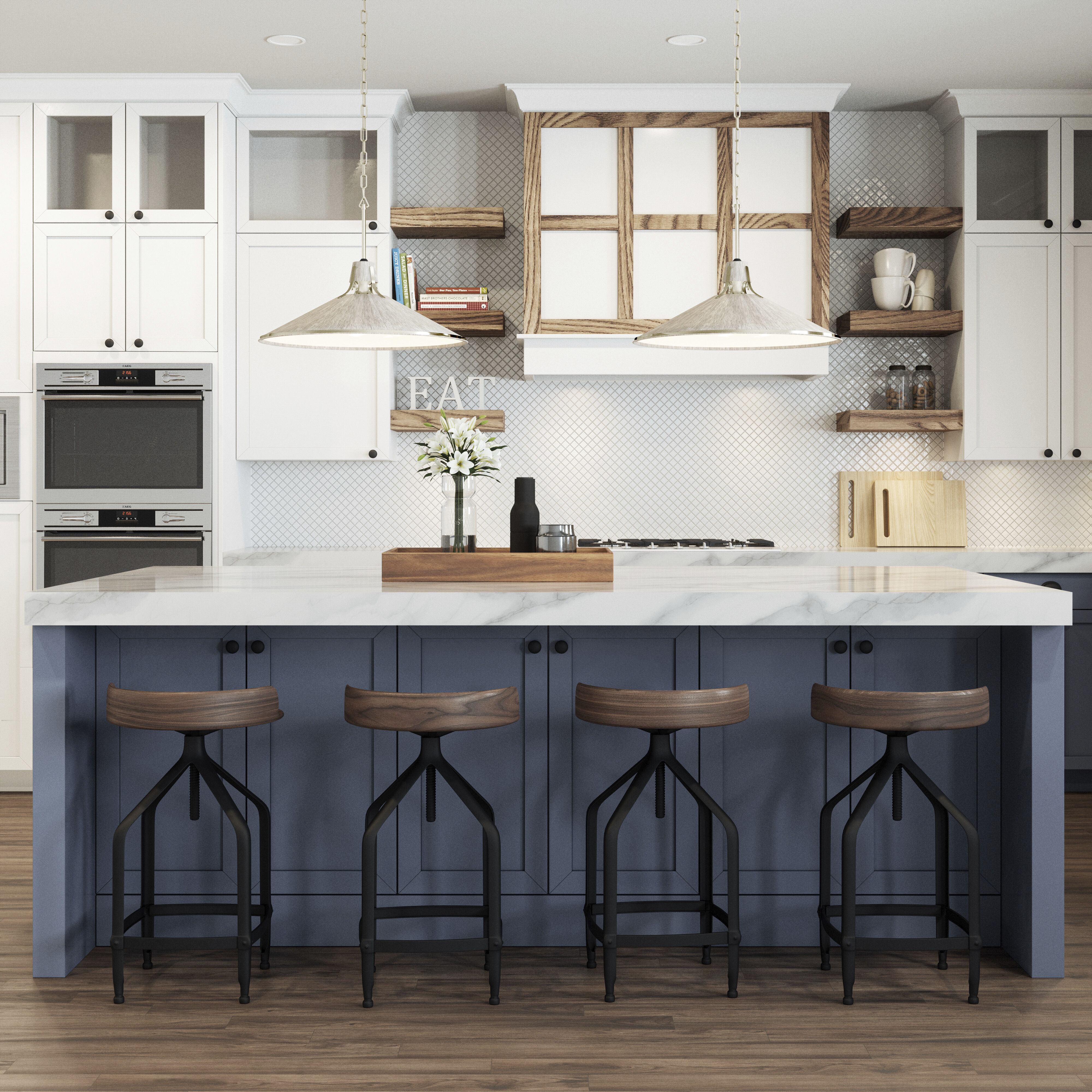 Danique 1 Light 24 inch Polished Nickel with Sunbleached Oak Pendant Ceiling Light