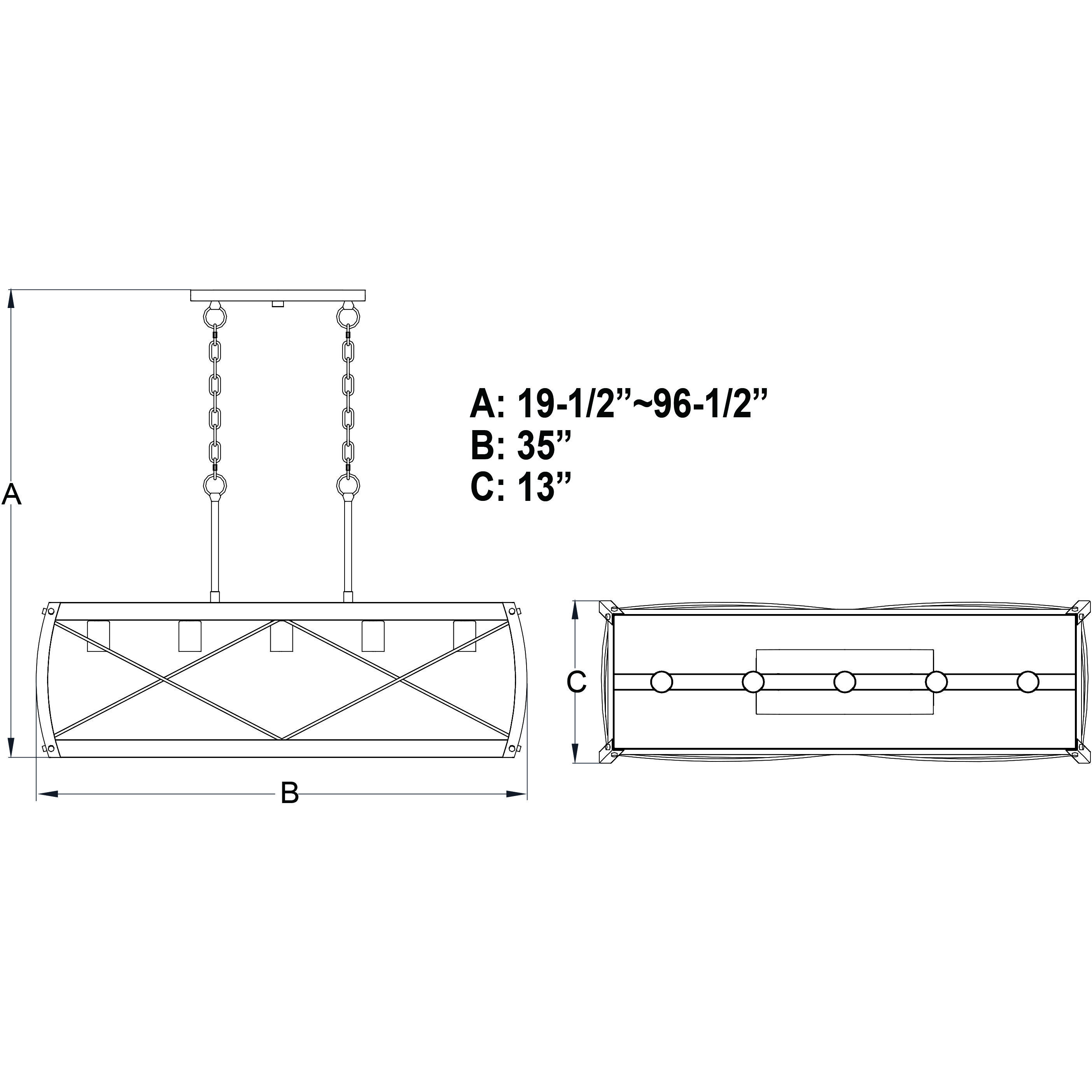 Montclare LED 35 inch Textured Black and White Ash Linear Chandelier Ceiling Light