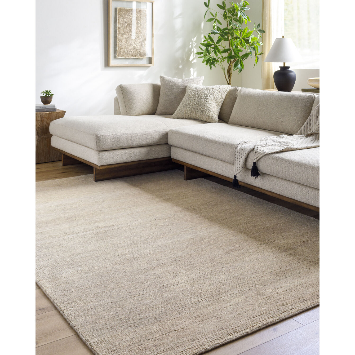 Astana 180 X 144 inch Khaki / Sand Handmade Rug in 12 x 15
