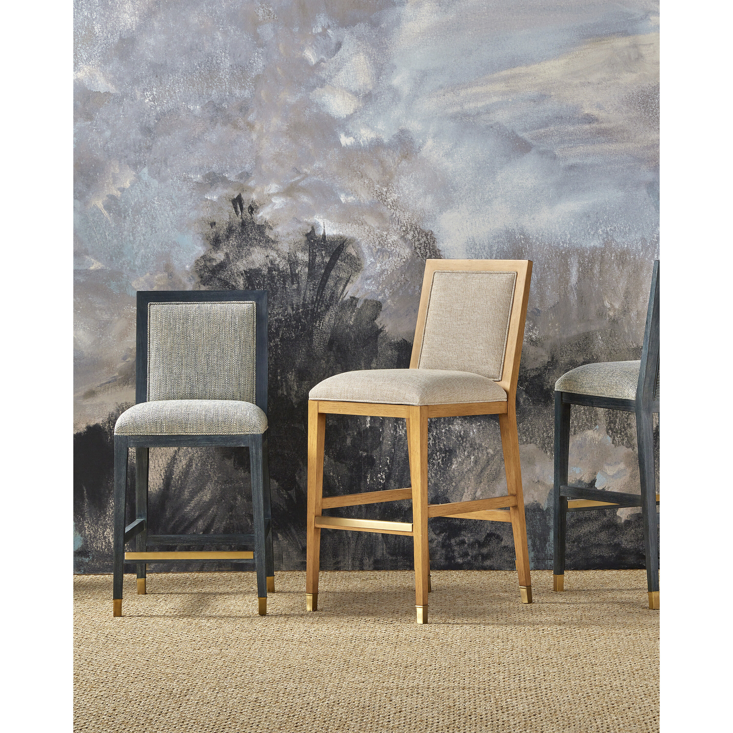 Santos 44 inch Sea Sand/UV Liller Malt/Satin Brass Bar Stool