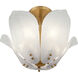 Orchid 5 Light 18 inch Legacy Brass Semi-Flush Mount Ceiling Light in White Handmade Glass