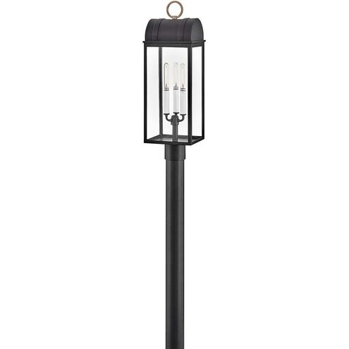 Heritage Campbell 3 Light 24.5 inch Black with Burnished Bronze Outdoor Post Mount