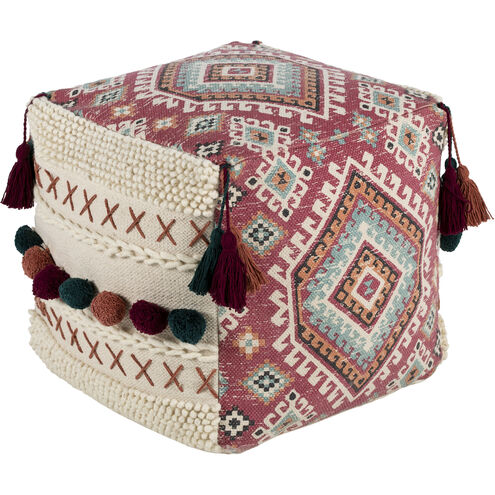 Zana 18 inch Light Beige Pouf, Cube