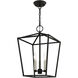 Devone 3 Light 13 inch Black Convertible Semi Flush/Lantern Ceiling Light