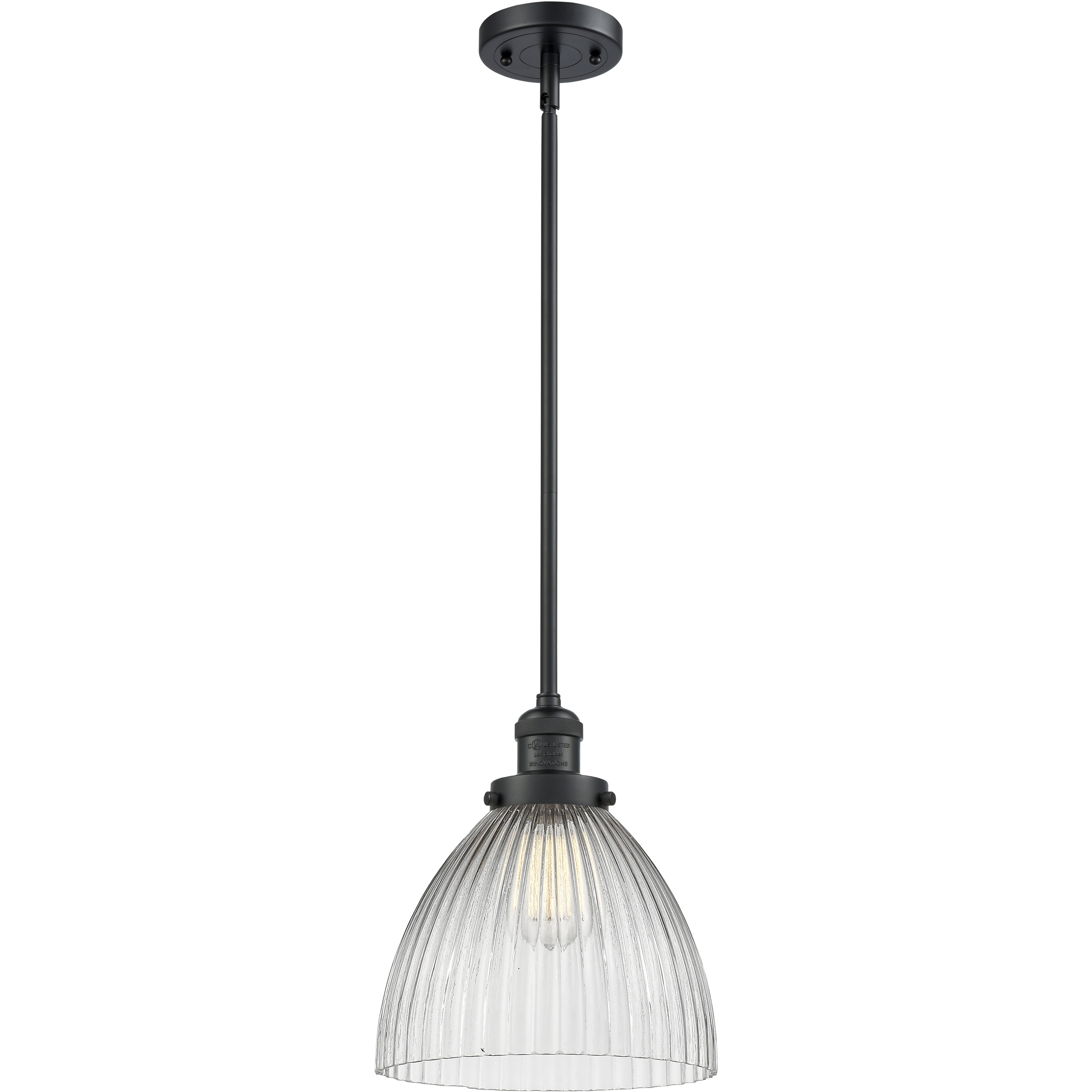 Franklin Restoration Seneca Falls 1 Light 9.5 inch Matte Black Mini Pendant Ceiling Light in Incandescent, Franklin Restoration
