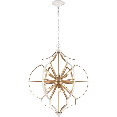 Laguna Beach 6 Light 26 inch Gold with White Chandelier Ceiling Light