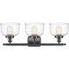 Ballston Bell LED 26 inch Matte Black Bath Vanity Light Wall Light in Clear Deco Swirl Glass