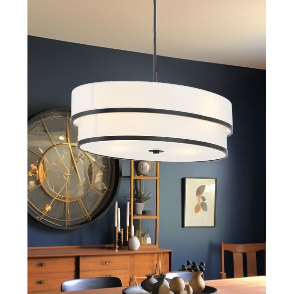 Cascade 4 Light Coal Pendant Ceiling Light, Oval