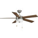 Provance 52 inch Brushed Nickel with Medium Cherry/American Walnut Blades Ceiling Fan, Progress LED