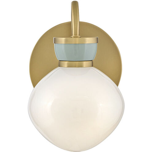 Lucy 1 Light 7.75 inch Lacquered Brass with Seafoam Bath Light Wall Light