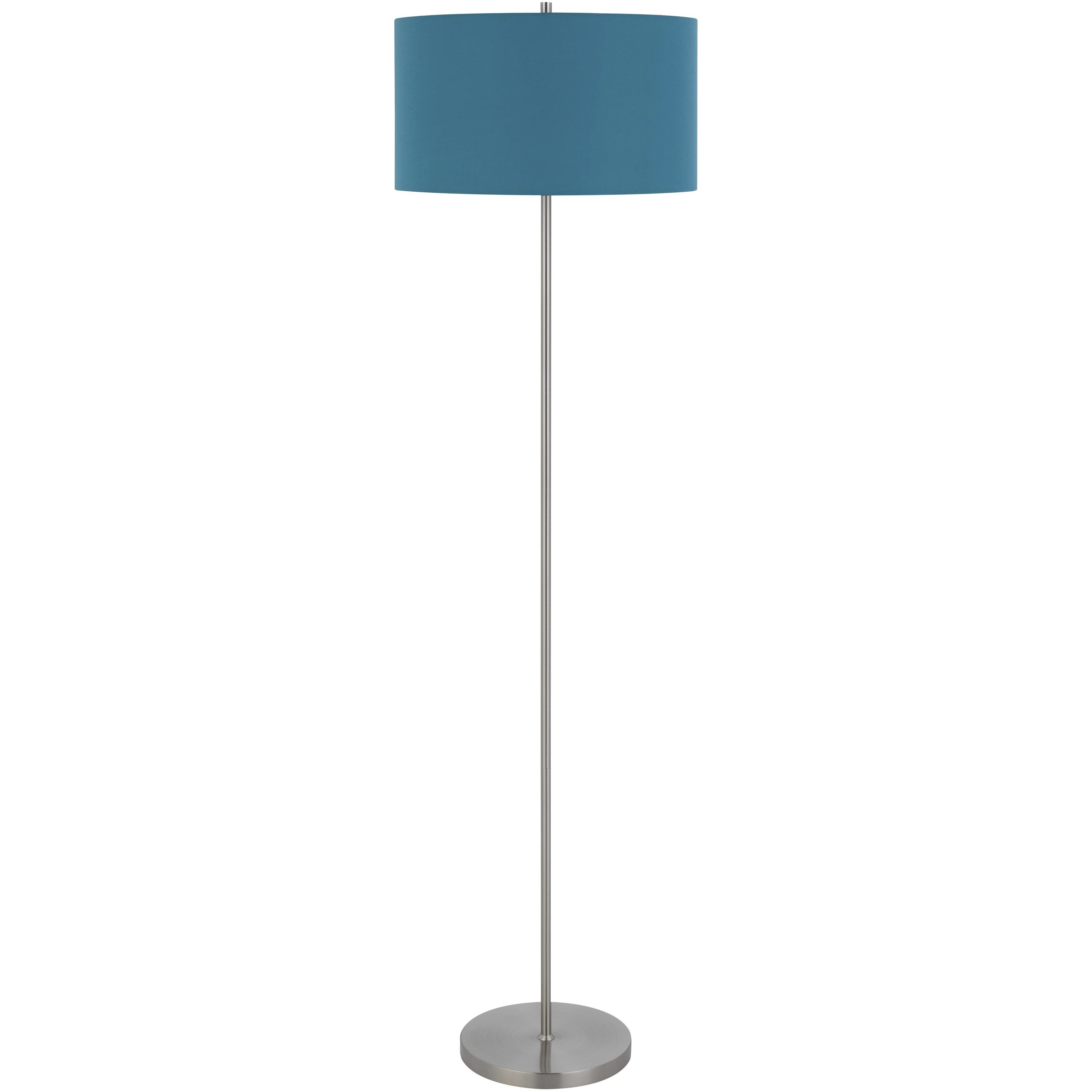 Cromwell 58.75 inch 150.00 watt Brushed Steel Floor Lamp Portable Light in Blue Linen