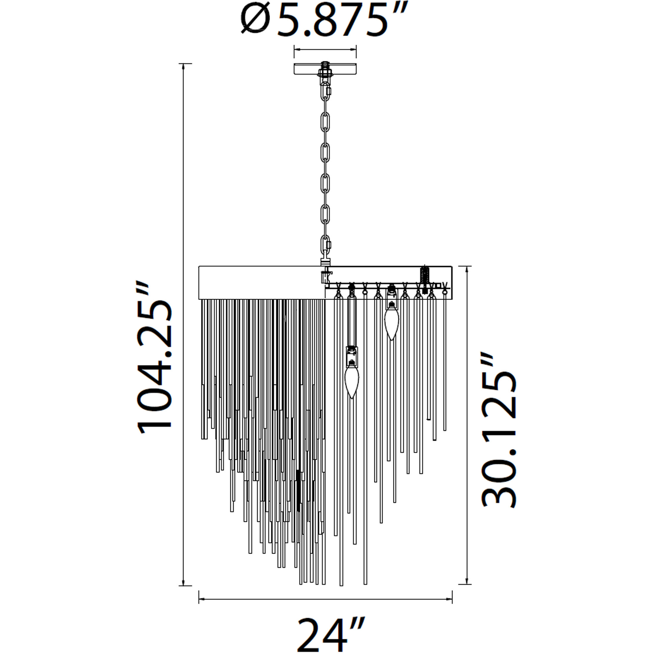 Waterfall 9 Light 24 inch Aged Brass Chandelier Ceiling Light