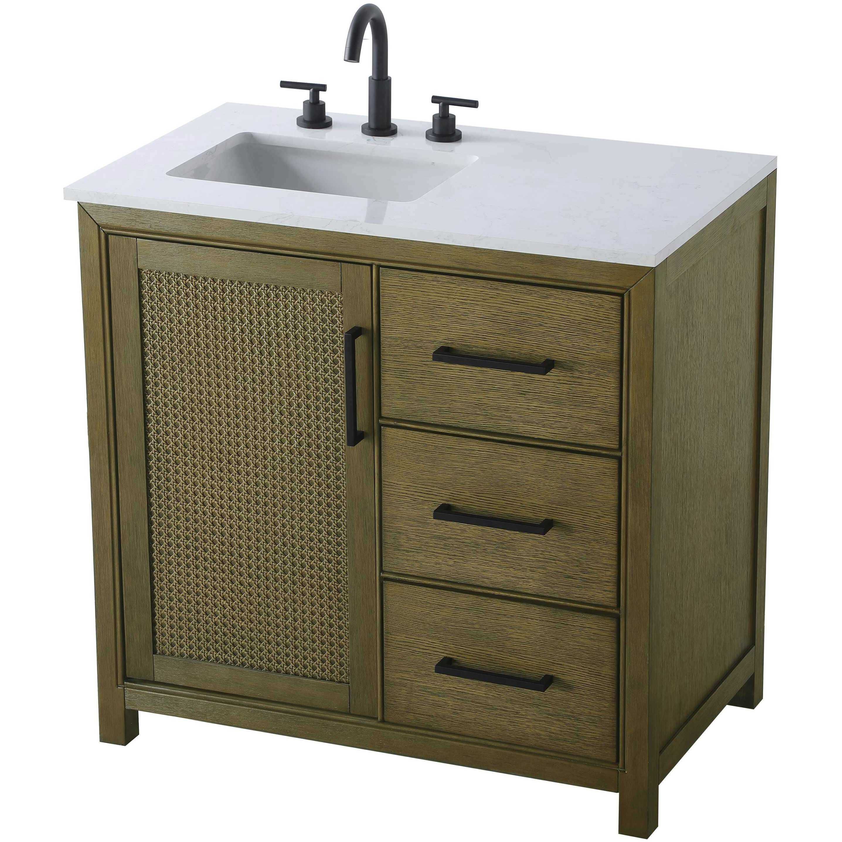 Alina 36 X 34 inch Hazel Oak Bathroom Vanity Cabinet