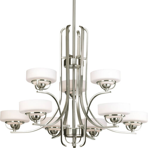 Torque 9 Light 30 inch Brushed Nickel Chandelier Ceiling Light