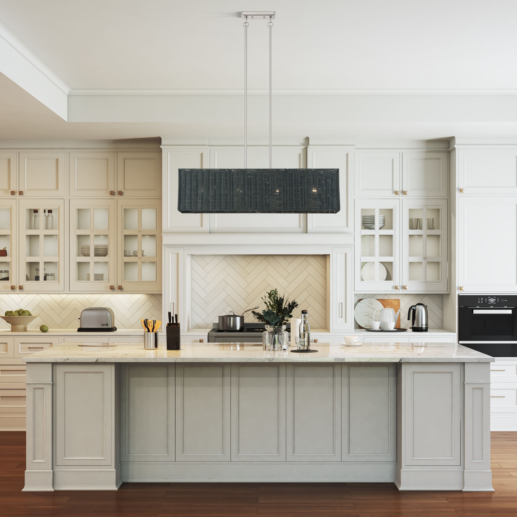 Weavington 4 Light 36 inch Brushed Nickel Linear Chandelier Ceiling Light, Large