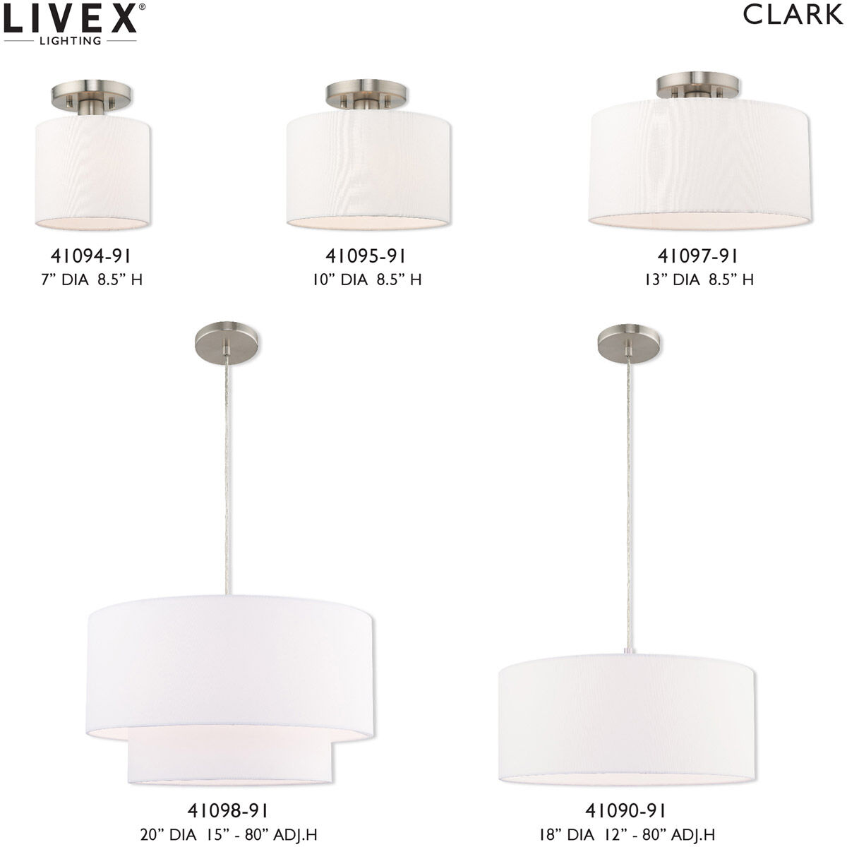 Clark 1 Light 10 inch Brushed Nickel Semi-Flush Mount Ceiling Light