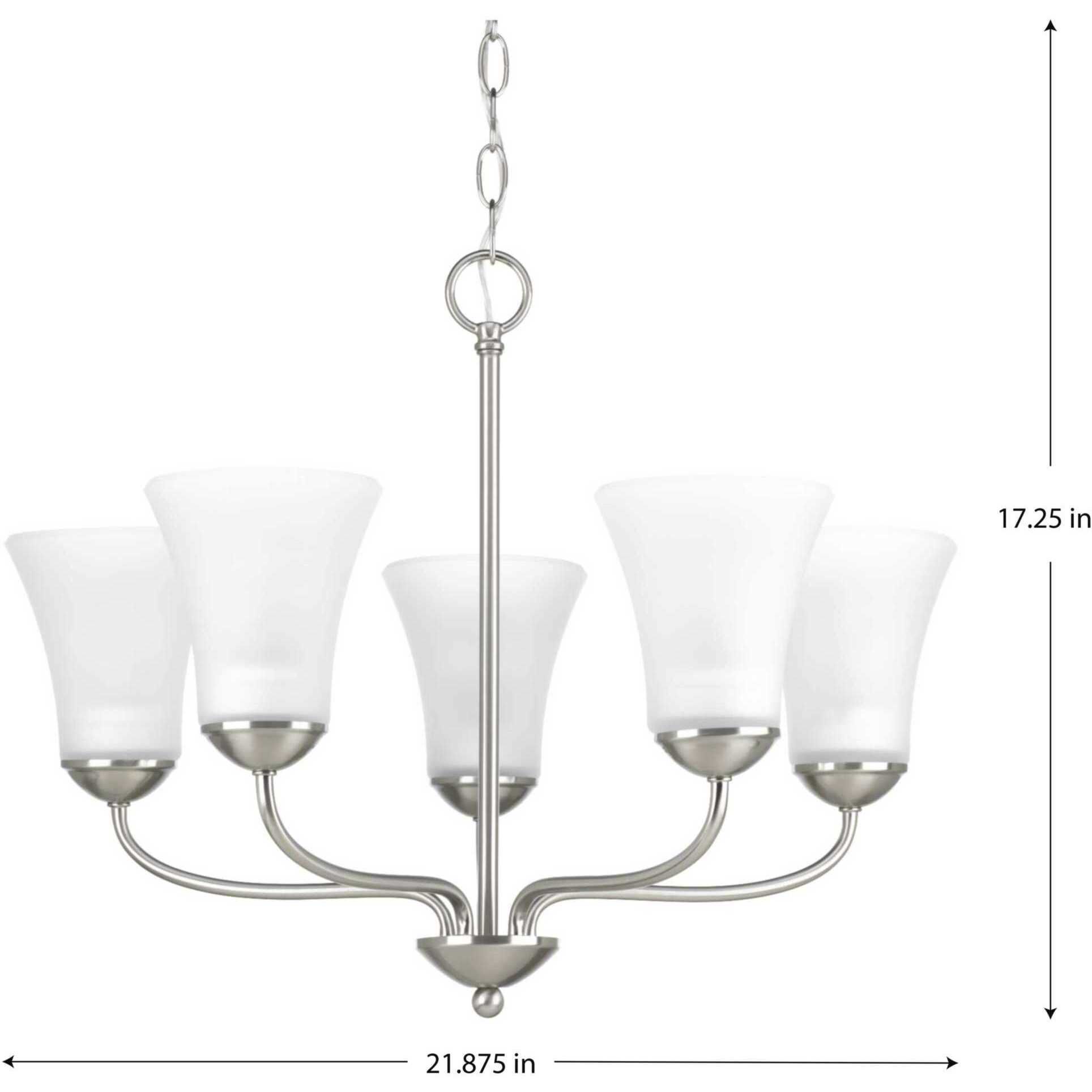 Classic 5 Light 21.88 inch Brushed Nickel Chandelier Ceiling Light