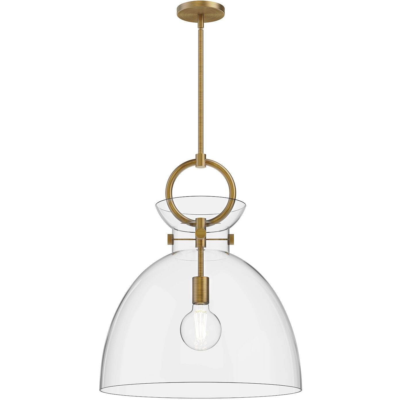 Alora Mood Waldo 1 Light 18 inch Aged Gold/Clear Pendant Ceiling Light in Clear Glass