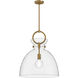 Alora Mood Waldo 1 Light 18 inch Aged Gold/Clear Pendant Ceiling Light in Clear Glass
