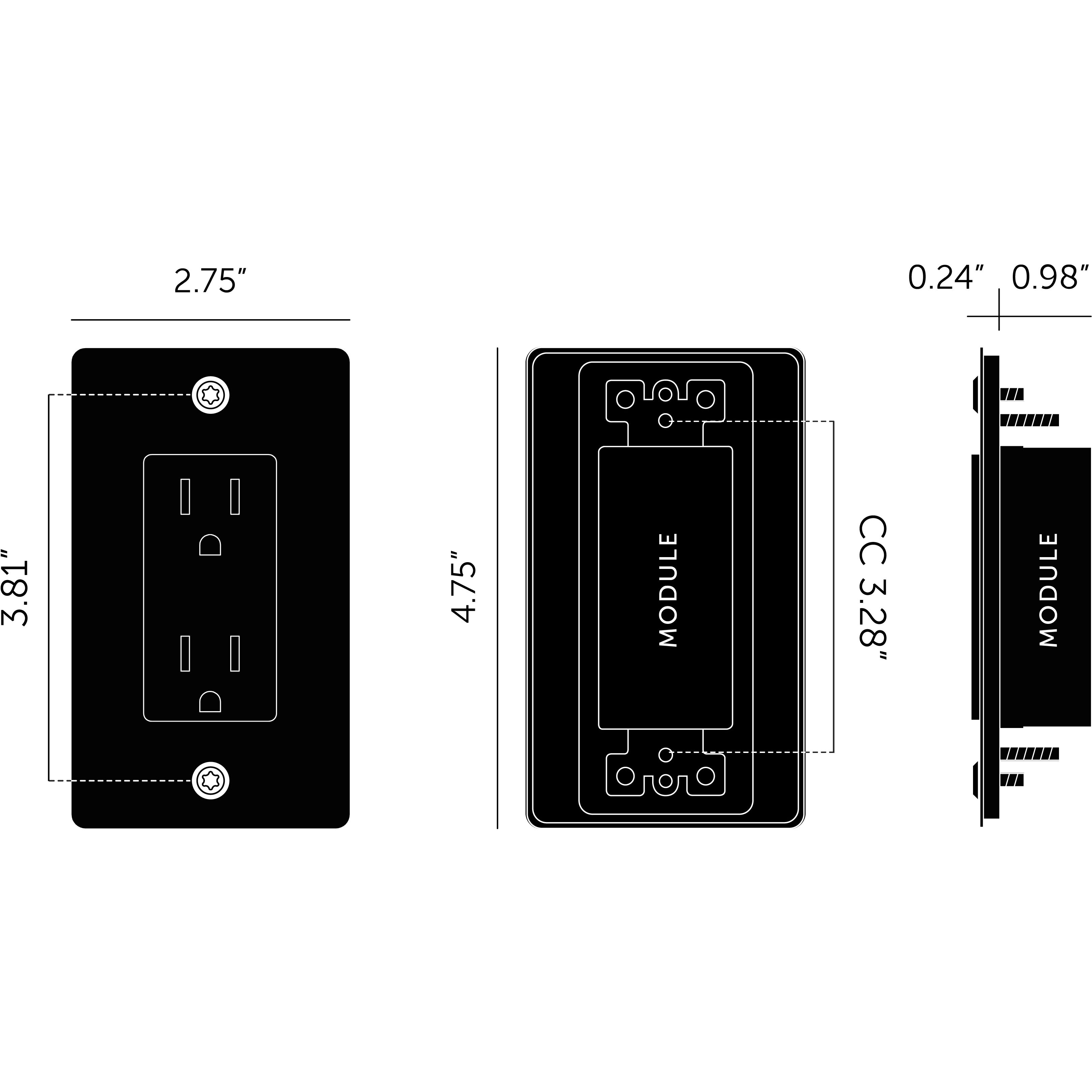 1G Duplex 125 Black Outlet