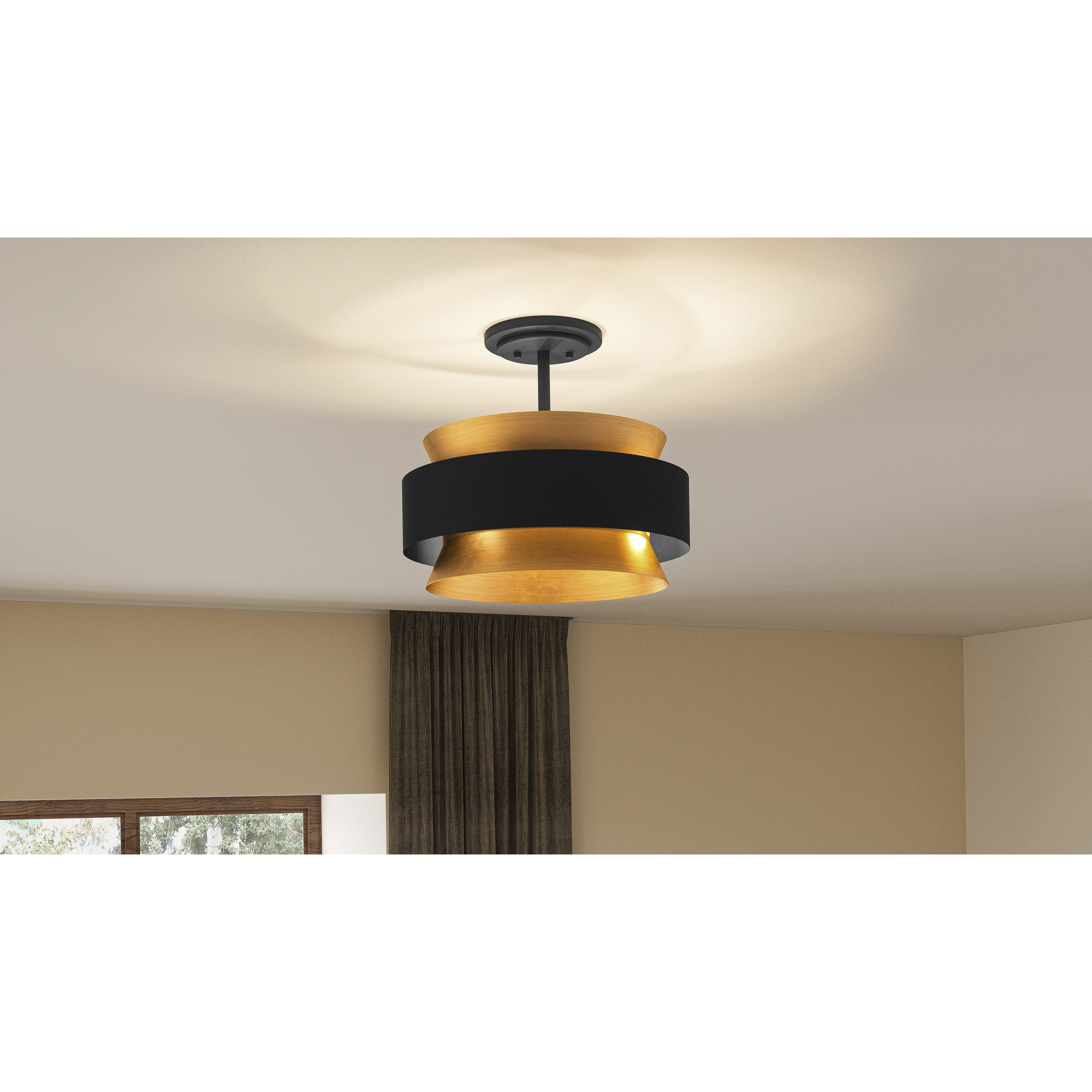 Hagley 3 Light 15 inch Earth Black Semi-Flush Mount Ceiling Light