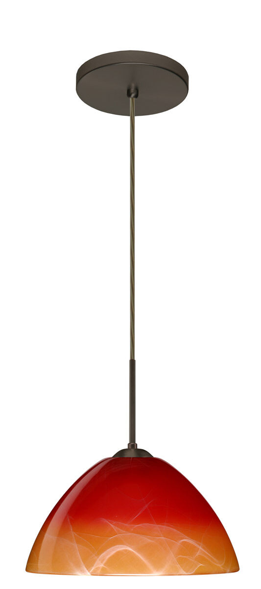 Tessa LED Bronze Pendant Ceiling Light in Solare Glass