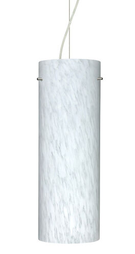 Tondo LED Satin Nickel Pendant Ceiling Light in Carrera Glass