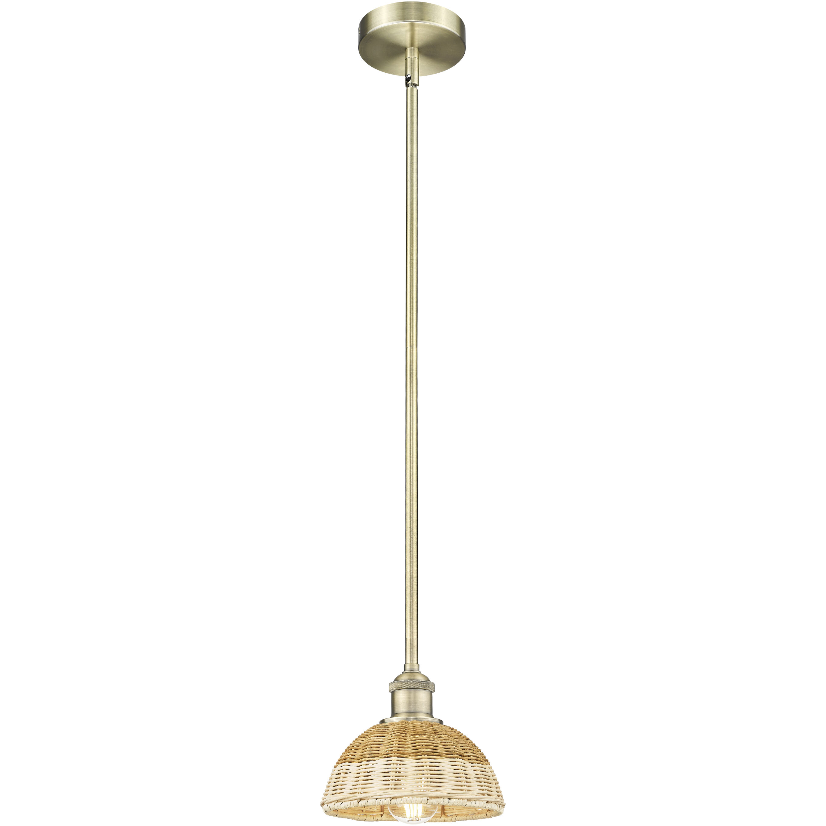Edison Bristol Natural II 1 Light 7.5 inch Antique Brass Mini Pendant Ceiling Light