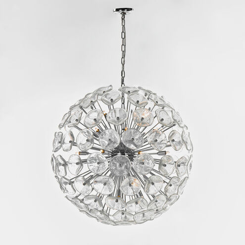 Fiori 28 Light 31.5 inch Polished Chrome Single Pendant Ceiling Light in Clear Murano