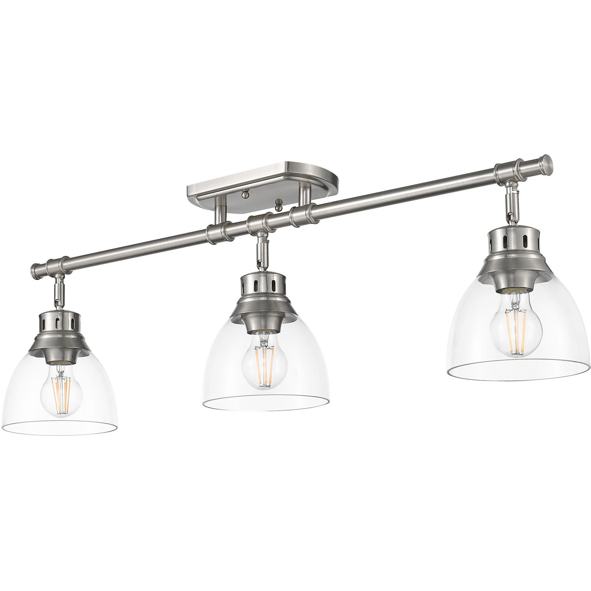 Yep Duncan 3 Light 35.38 inch Pewter Semi-Flush Mount Ceiling Light in Clear Glass