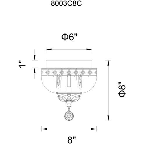 Stefania 2 Light 8 inch Chrome Bowl Flush Mount Ceiling Light