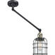 Small Bell Cage 21 inch 60.00 watt Black Antique Brass Swing Arm Wall Light, Franklin Restoration