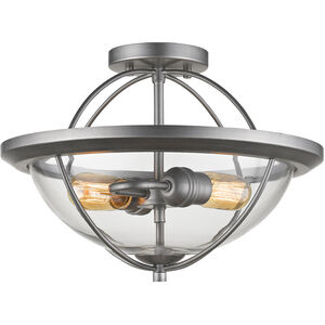 Persis 2 Light 15 inch Old Silver Semi Flush Mount Ceiling Light