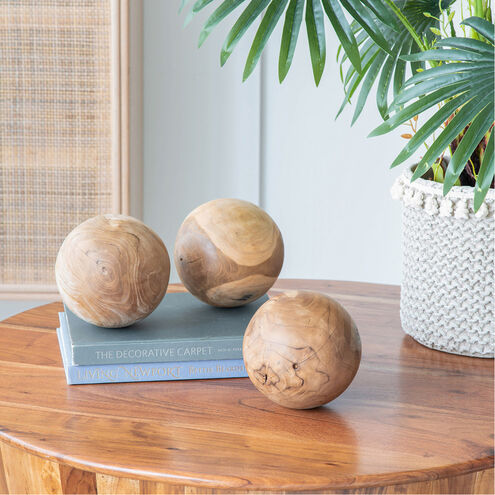Teak Natural Decorative Ball, Set of 3