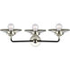 Nouveau Railroad 3 Light 26 inch Black Polished Nickel Bath Vanity Light Wall Light, Nouveau