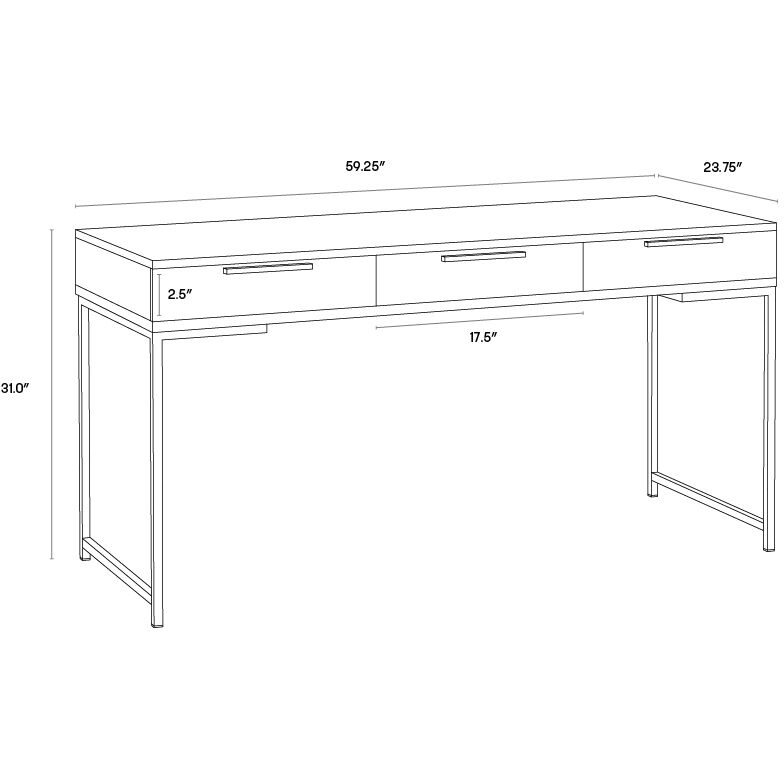 Rebel 59.25 X 23.75 inch Champagne Gold / Cream Desk