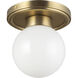 Alora Mood Fiore 1 Light 6 inch Brushed Gold/Glossy Opal Glass Semi-Flush Mount Ceiling Light