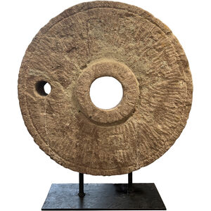 Stone Wheel on Stand 19.75 X 17 inch Sculpture