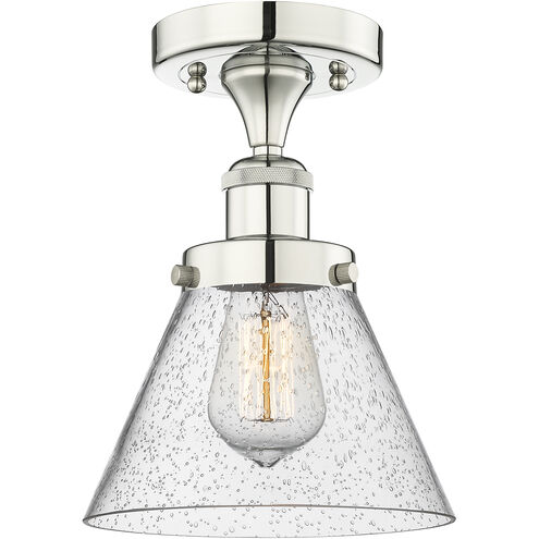 Cone 1 Light 7.75 inch Polished Nickel Semi-Flush Mount Ceiling Light