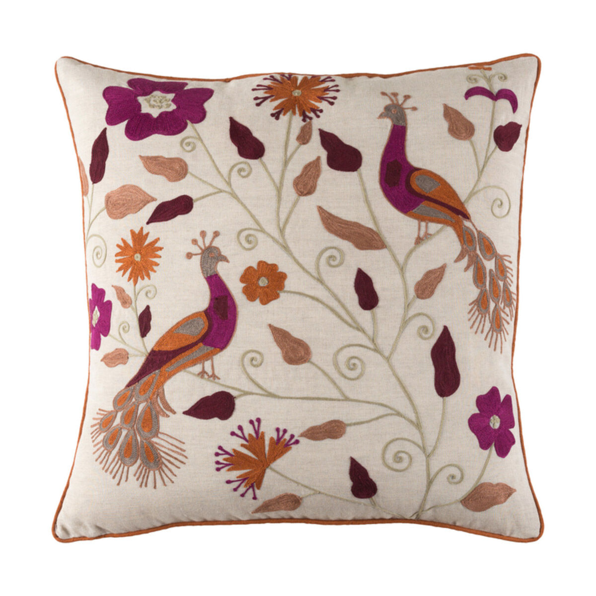 Mayura 19 X 13 inch Beige and Burnt Orange Throw Pillow