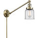 Small Bell 21 inch 60.00 watt Antique Brass Swing Arm Wall Light, Franklin Restoration