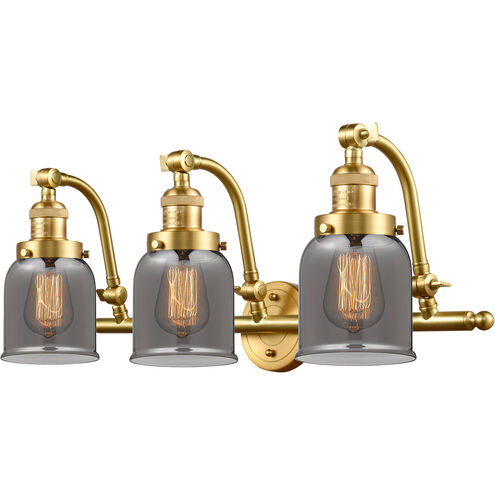 Franklin Restoration Small Bell LED 28 inch Satin Gold Bath Vanity Light Wall Light in Plated Smoke Glass, Franklin Restoration