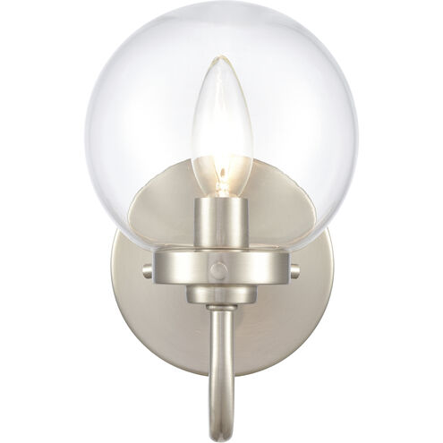Fairbanks Sconce Wall Light in Clear, Brushed Nickel