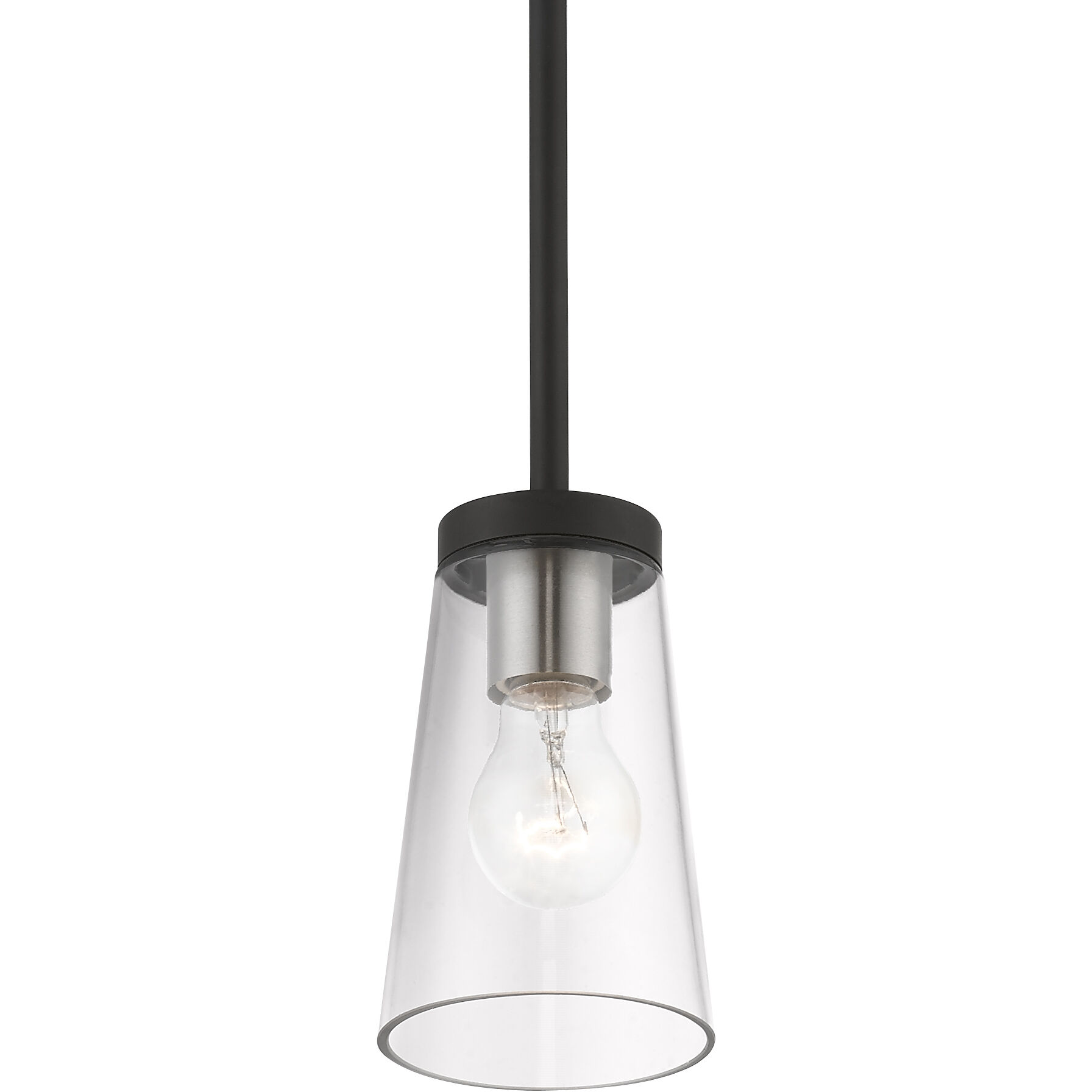 Cityview 1 Light 5 inch Black with Brushed Nickel Accents Mini Pendant Ceiling Light
