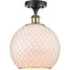 Ballston Large Farmhouse Chicken Wire LED 10 inch Black Antique Brass Semi-Flush Mount Ceiling Light, Ballston