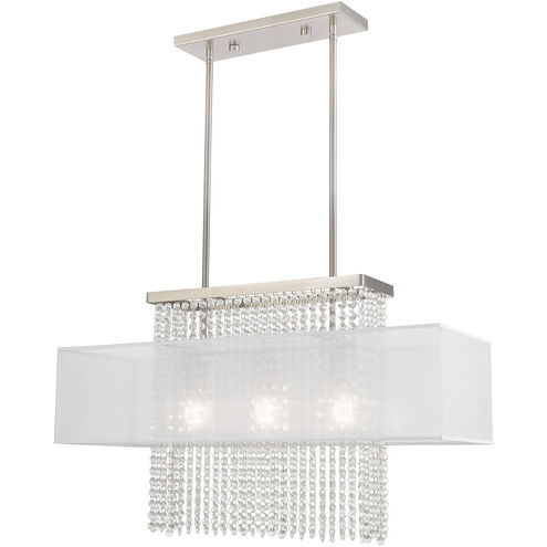 Bella Vista 3 Light 30 inch Brushed Nickel Linear Chandelier Ceiling Light