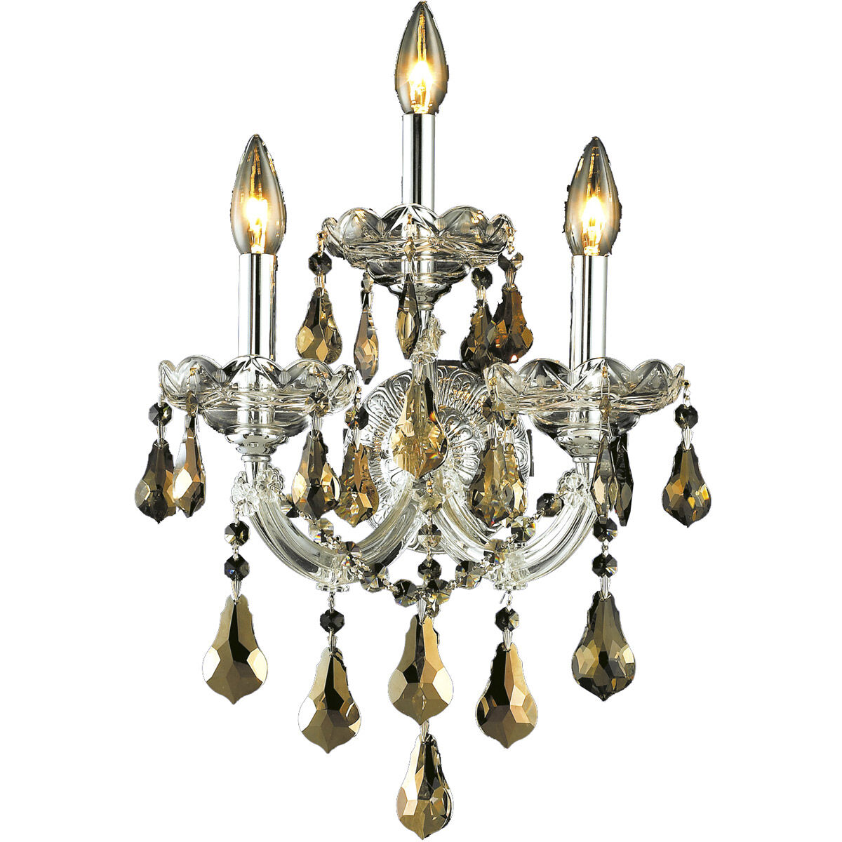 Maria Theresa 3 Light 12 inch Chrome Wall Sconce Wall Light in Golden Teak