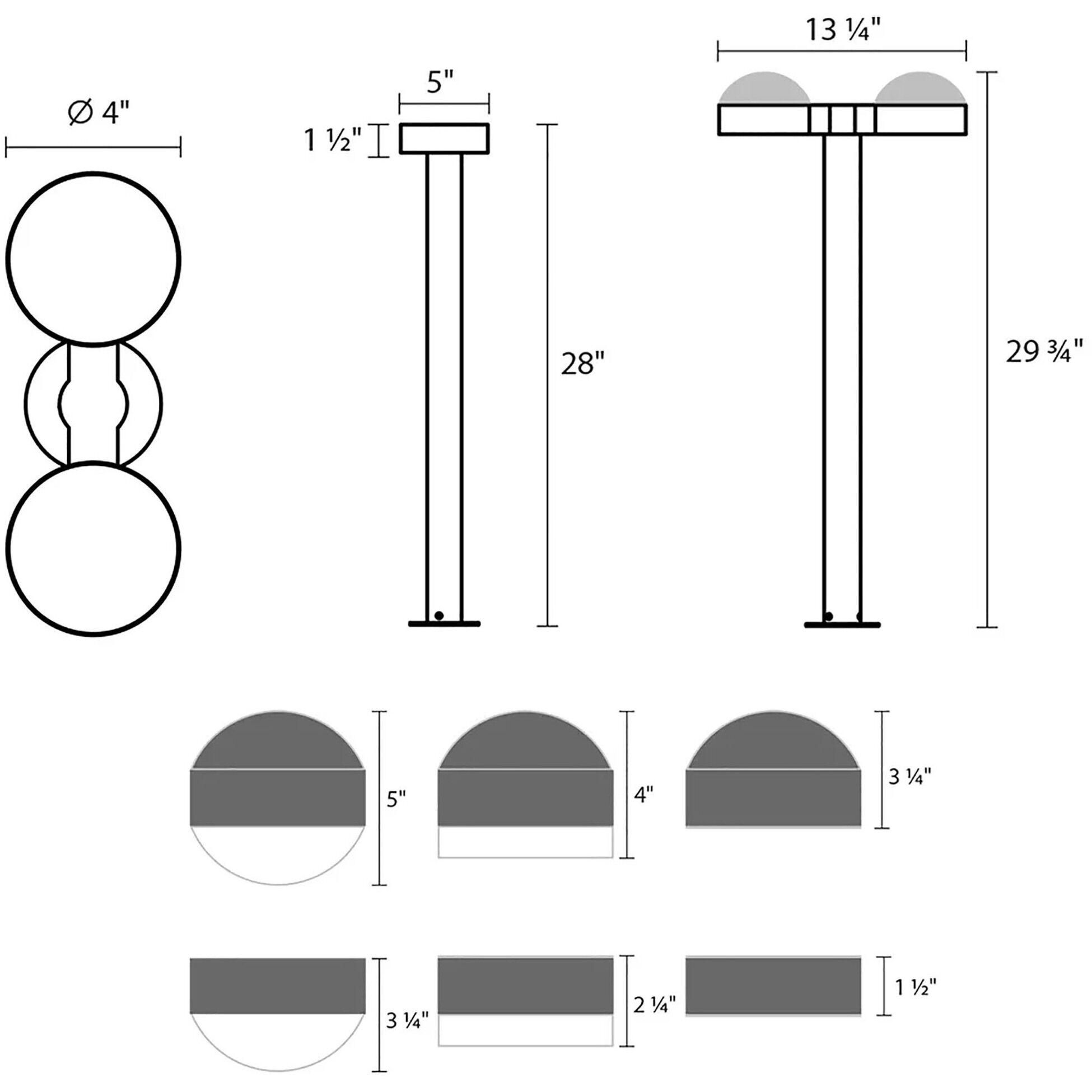 Reals 12V 20 watt Textured Gray Bollard