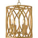 Leona 4 Light 14 inch Distressed Brass Pendant Ceiling Light