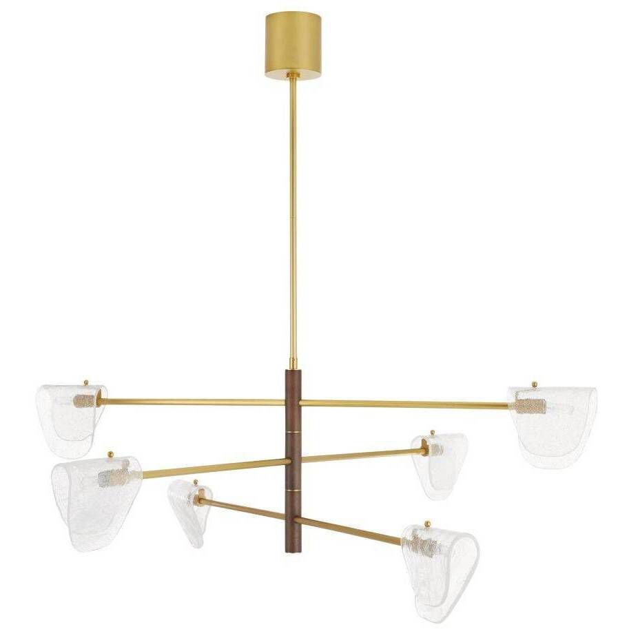 Hockless 6 Light 52 inch Antique Brass and Walnut Chandelier Ceiling Light